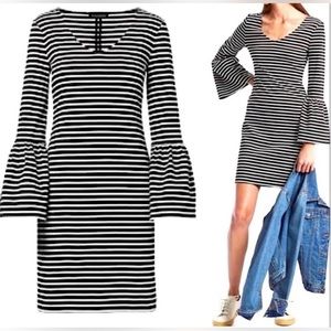 BANANA REPUBLIC - Striped Fitted Dress Bell Sleeves -  Size Small